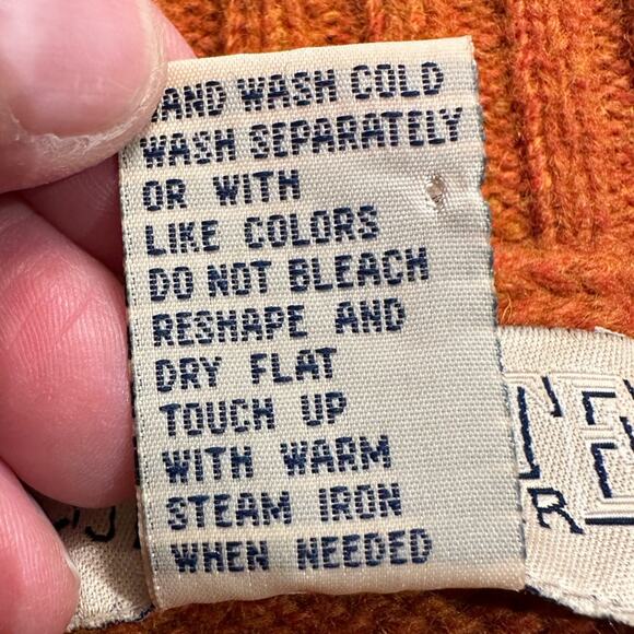 Vintage Graphite Jeanswear 100% Lambswool Orange and Brown Cropped Sweater Med - Picture 4 of 6